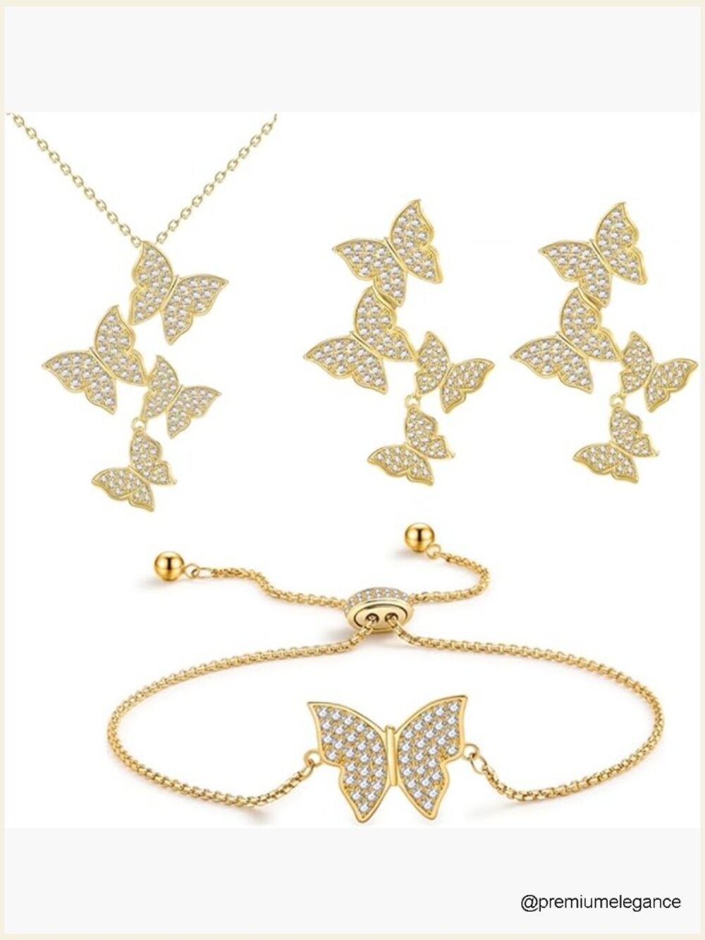 3-Piece Butterfly Jewelry Set with CZ Stones